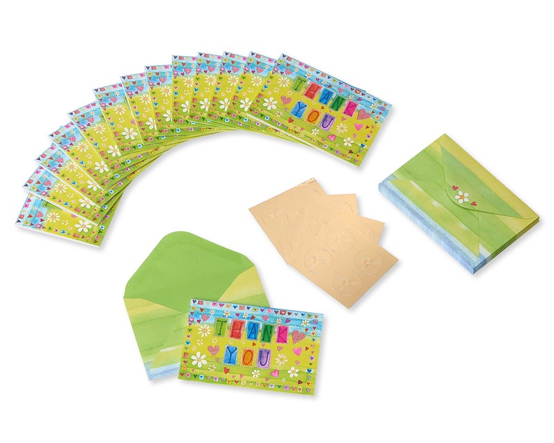 Papyrus Thank You Cards with Envelopes, Glitter Hearts (14-Count) - Image 2